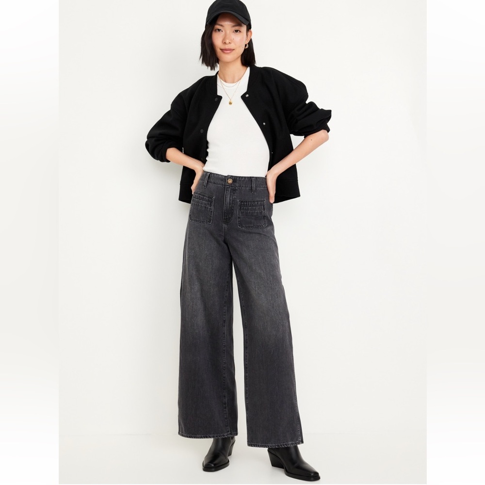 Old Navy Dark Gray Wide-Leg Jeans
